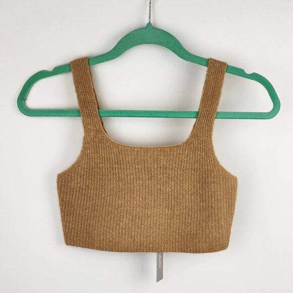 Everlane Tops - NWT Everlane Tan Wool Yak Blend Cropped Stretchy Ribbed Tank sz XXS